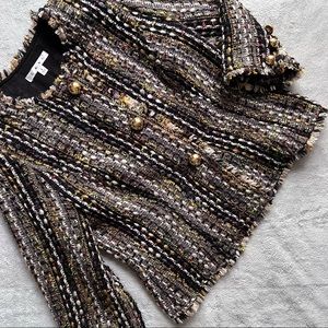 CAbi Paris Tweed Boucle Chic Wool Button Blazer Jacket Small Sz S